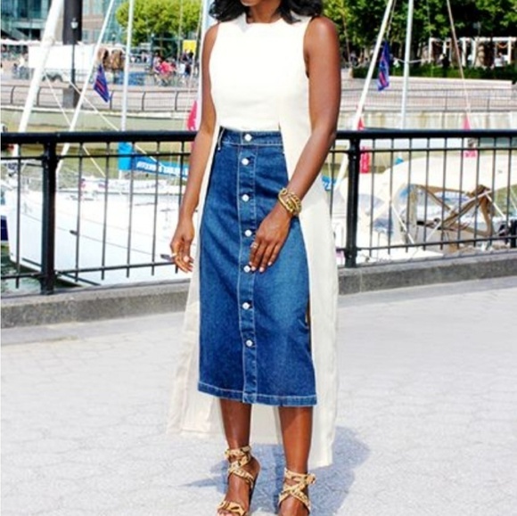 for all man 7 kind Button-Front Denim‎ skirt - Picture 1 of 6